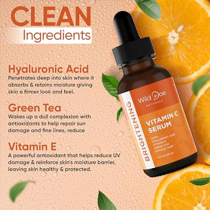 Wild Doe Naturals VITAMIN C SERUM FOR FACE WITH HYALURONIC ACID - FIRMING ANTI AGING SERUM, PORE MINIMIZER, ACNE SCARS AND DARK SPOT REMOVER FOR FACE - VITAMIN C FACIAL SERUM + FERULIC ACID, VITAMIN E, GREEN TEA -4 OZ - Image 3